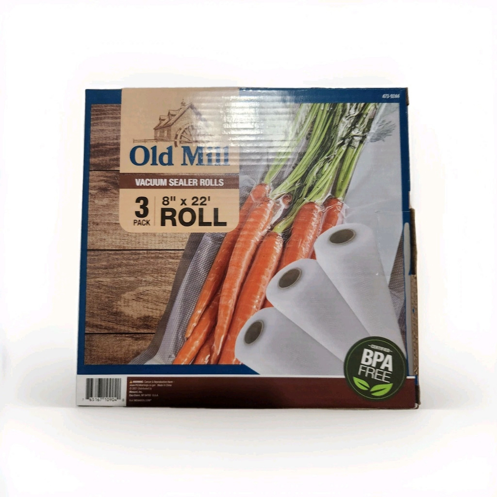 Old MILL 3 Rolls Of Vacuum Seal Bags 8x22in NEW